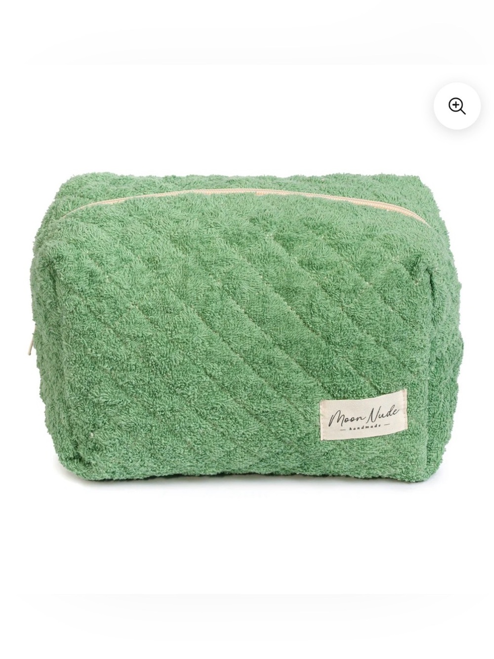 New MoonNude Handmade Green Quilted Terry Dopp Kit with Pink Lining - Picture 2 of 6